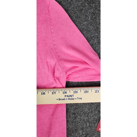 Merona womens cardigan sz L mid sleeve button up hot pink summer barbie - Picture 6 of 8